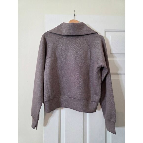 Spanx AirEssentials Shine Half Zip, Smoke Silver Shimmer Top XS $138 NWT - Picture 7 of 9